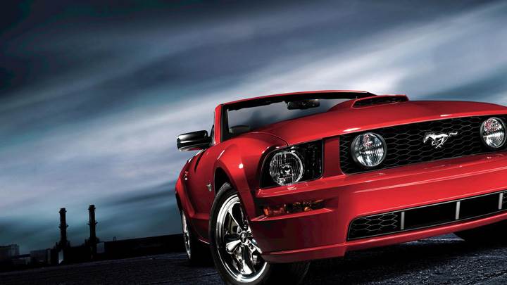 Front Pose Of 2009 Ford Mustang In Red